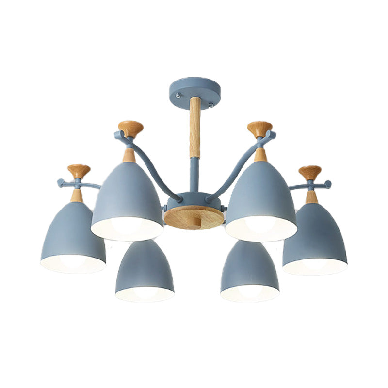 Modern Cone Chandelier Pendant Light - Metal Hanging Ceiling Light for Bedroom (3/6/8 Lights) - Grey/White/Green