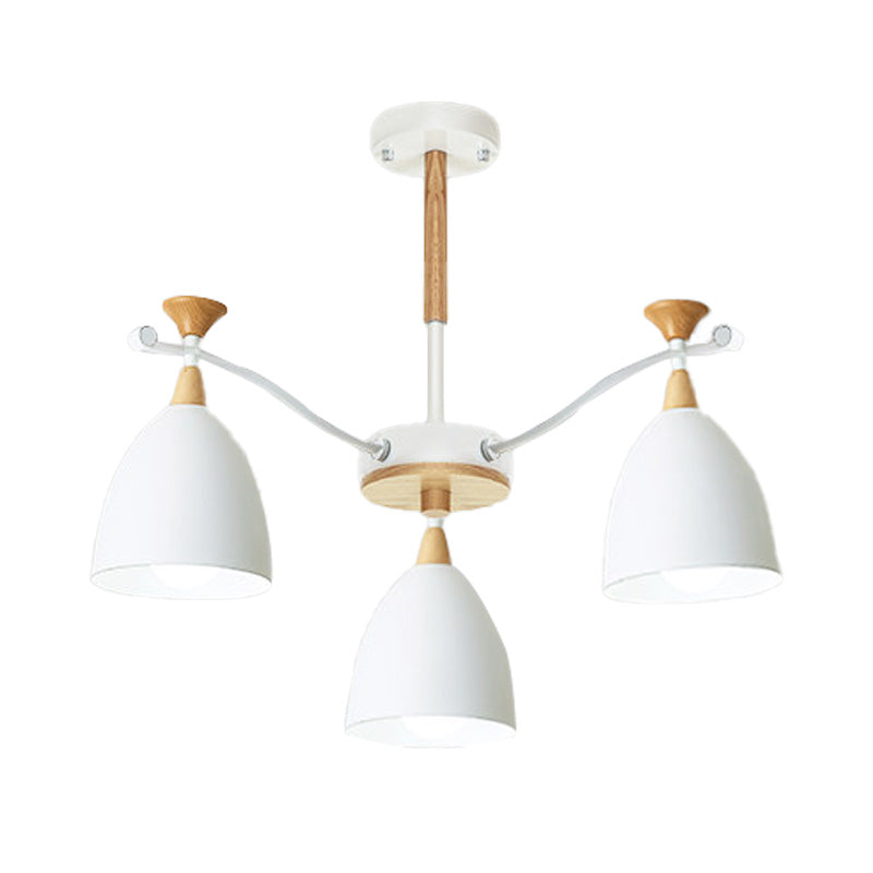 Modern Cone Chandelier Pendant Light - Metal Hanging Ceiling Light for Bedroom (3/6/8 Lights) - Grey/White/Green