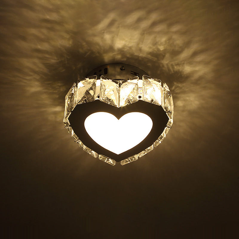 Stainless-Steel LED Crystal Flush Mount Ceiling Light: Modern Star Design for Corridors
