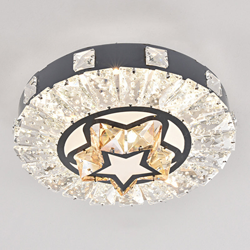 Modern Crystal LED Flush Mount Ceiling Light in Stainless-Steel for Corridors