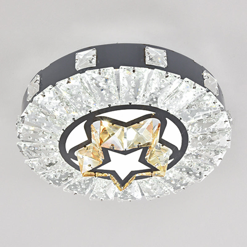 Modern Crystal LED Flush Mount Ceiling Light in Stainless-Steel for Corridors
