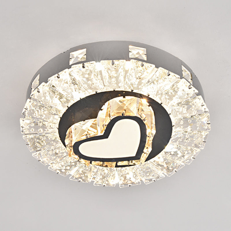 Modern Crystal LED Flush Mount Ceiling Light in Stainless-Steel for Corridors
