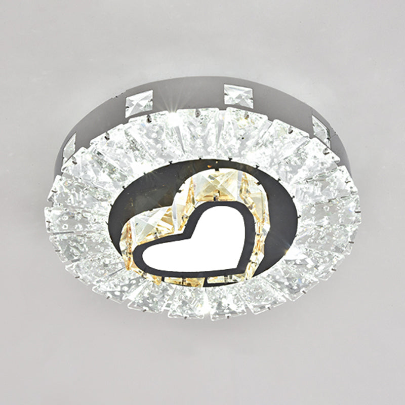 Modern Crystal LED Flush Mount Ceiling Light in Stainless-Steel for Corridors