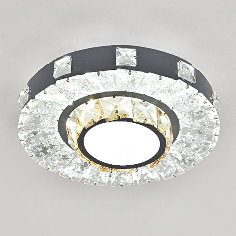 Modern Crystal LED Flush Mount Ceiling Light in Stainless-Steel for Corridors
