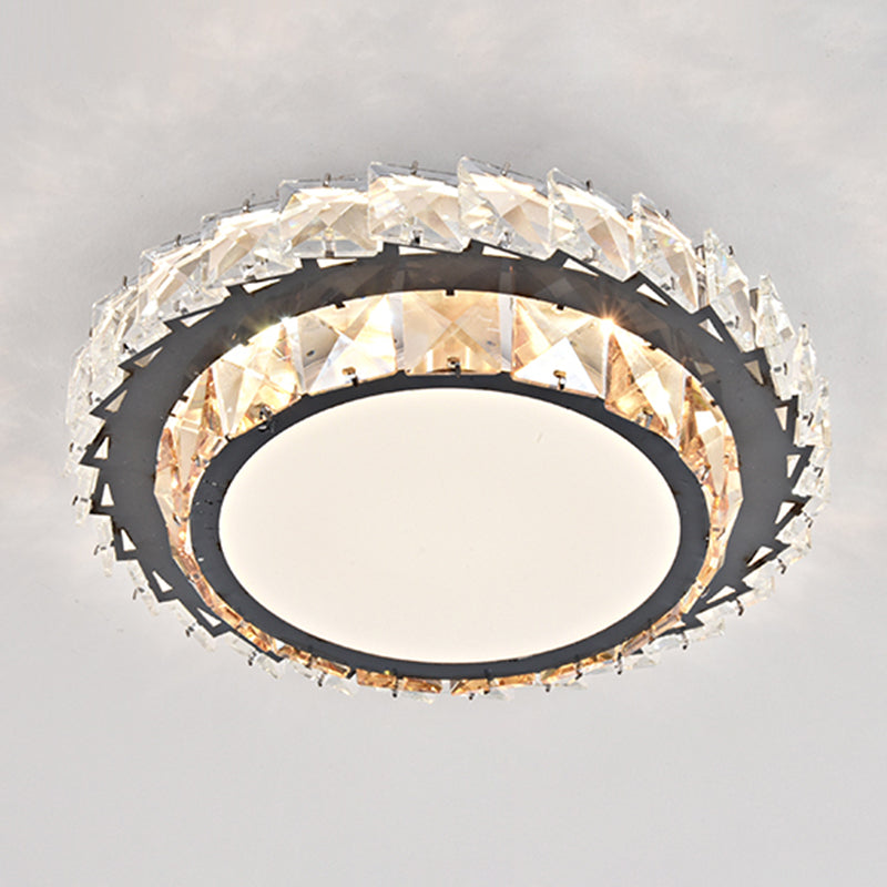 Modern Crystal LED Flush Mount Ceiling Light in Stainless-Steel for Corridors