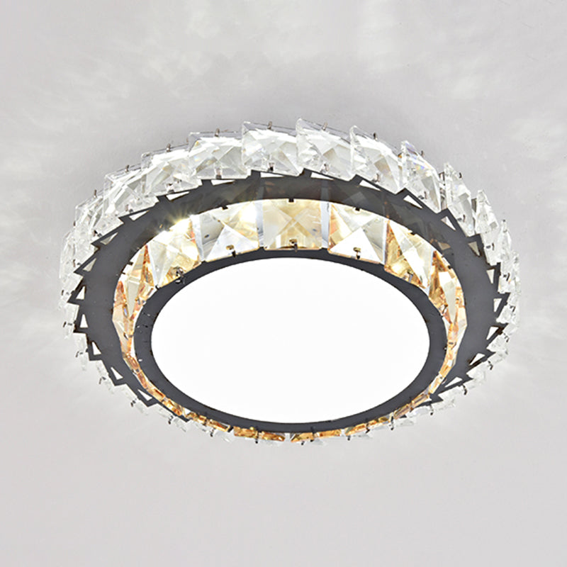 Modern Crystal LED Flush Mount Ceiling Light in Stainless-Steel for Corridors