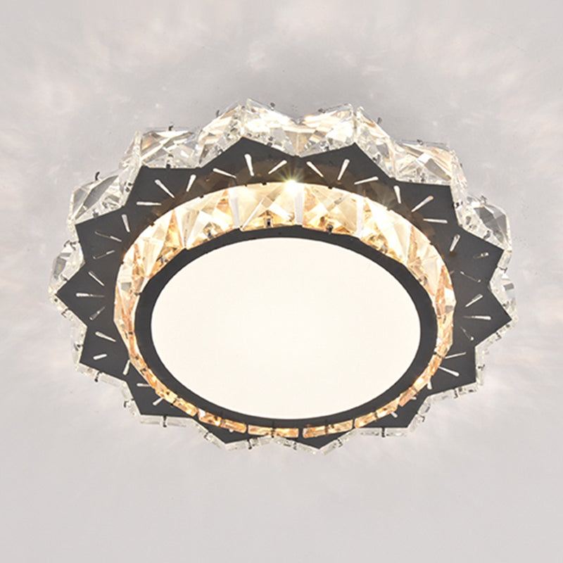 Modern Crystal LED Flush Mount Ceiling Light in Stainless-Steel for Corridors