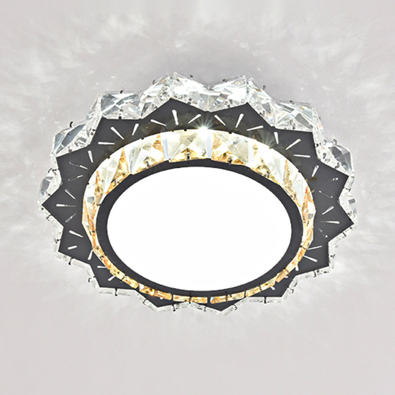 Modern Crystal LED Flush Mount Ceiling Light in Stainless-Steel for Corridors