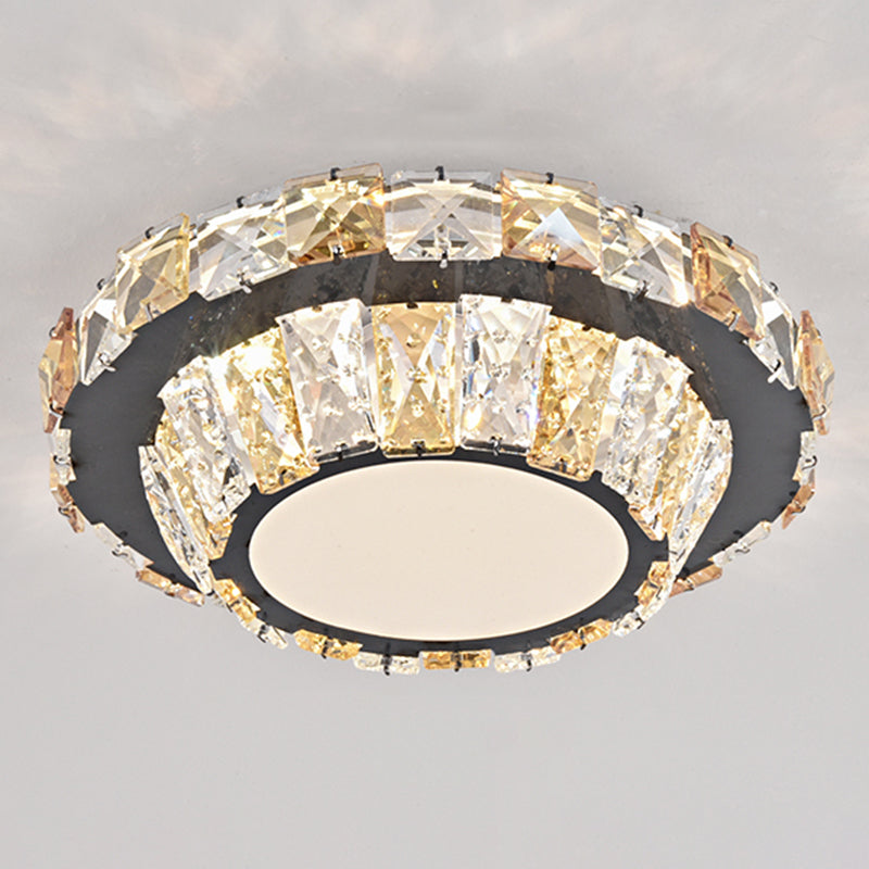 Modern Crystal LED Flush Mount Ceiling Light in Stainless-Steel for Corridors