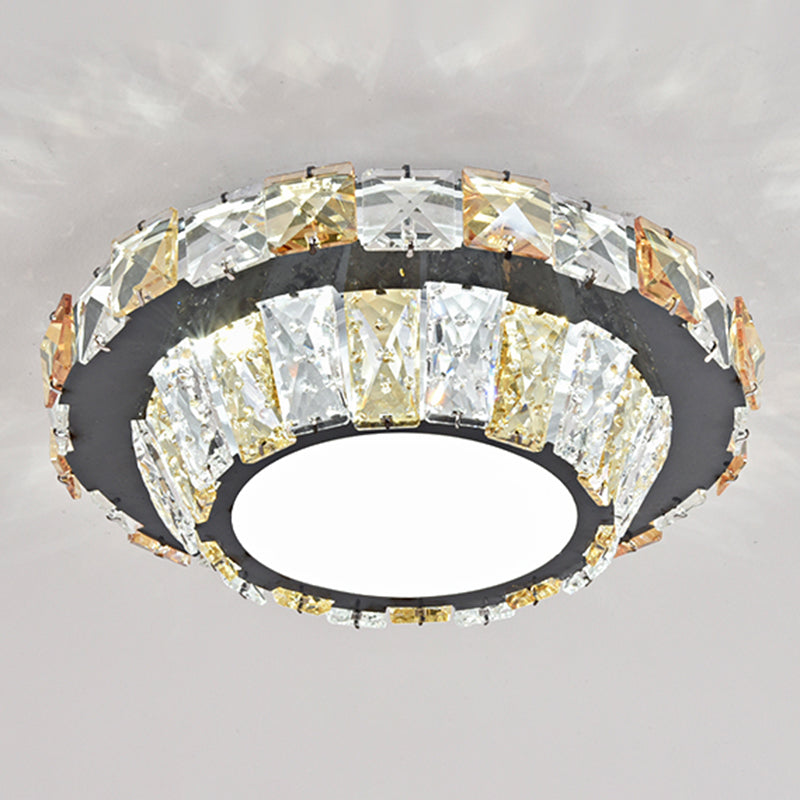 Modern Crystal LED Flush Mount Ceiling Light in Stainless-Steel for Corridors