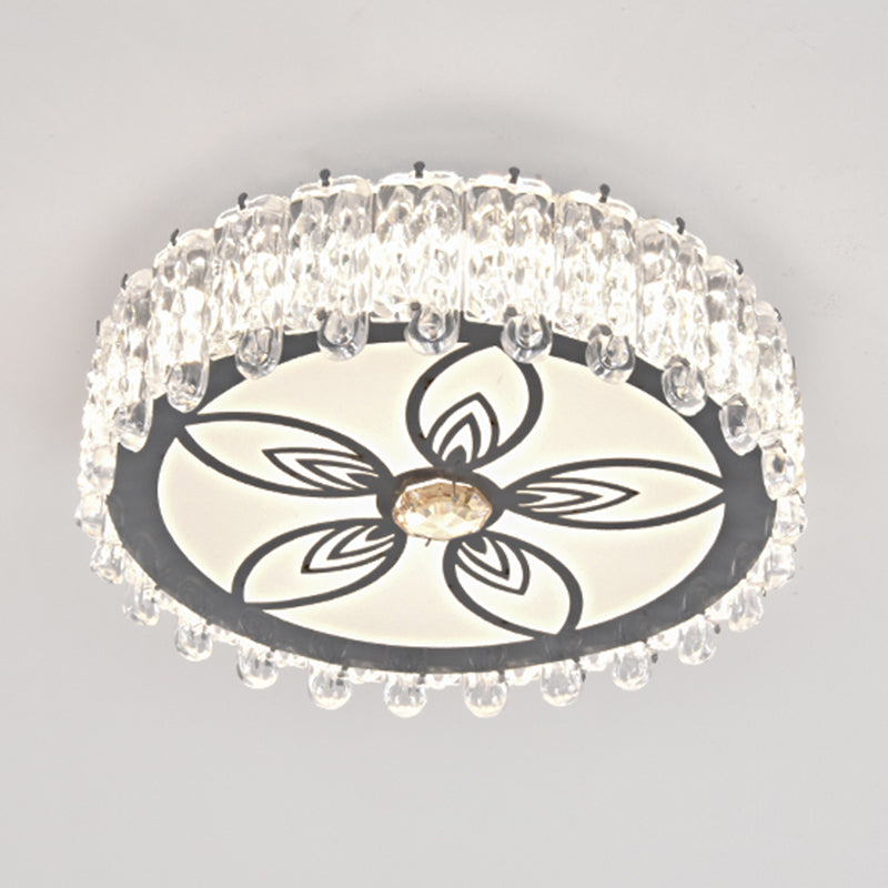 Modern Crystal LED Flush Mount Ceiling Light in Stainless-Steel for Corridors
