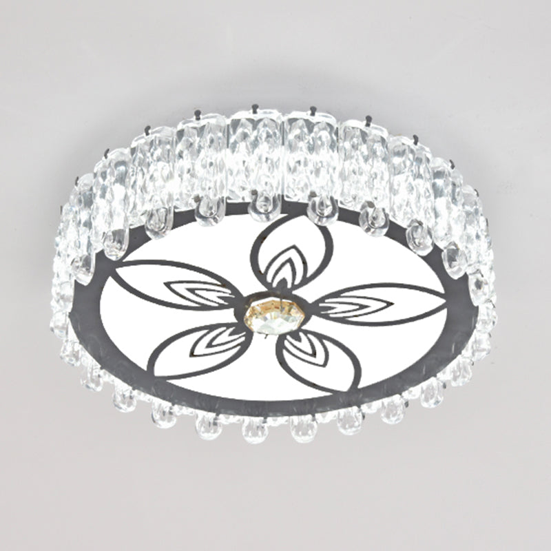 Modern Crystal LED Flush Mount Ceiling Light in Stainless-Steel for Corridors