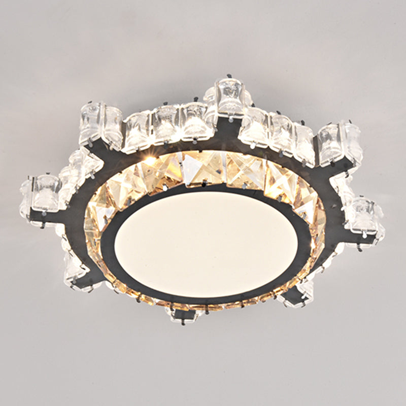 Modern Crystal LED Flush Mount Ceiling Light in Stainless-Steel for Corridors