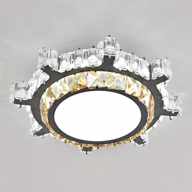Modern Crystal LED Flush Mount Ceiling Light in Stainless-Steel for Corridors