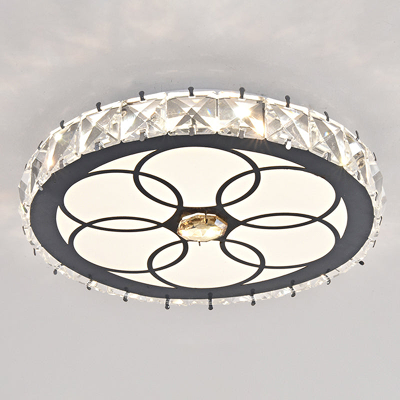Modern Crystal LED Flush Mount Ceiling Light in Stainless-Steel for Corridors