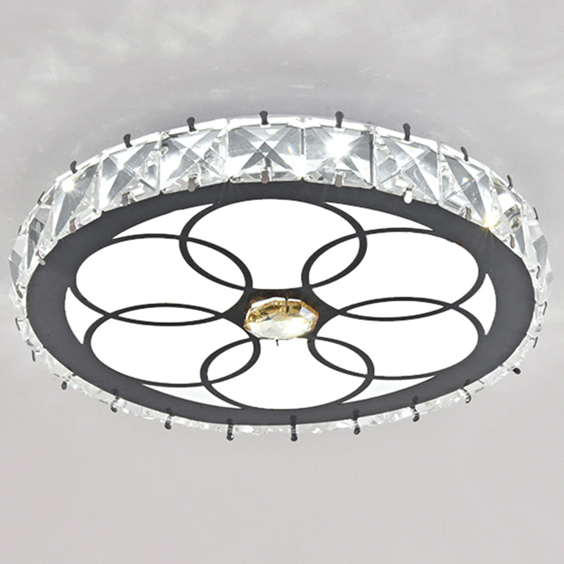 Modern Crystal LED Flush Mount Ceiling Light in Stainless-Steel for Corridors