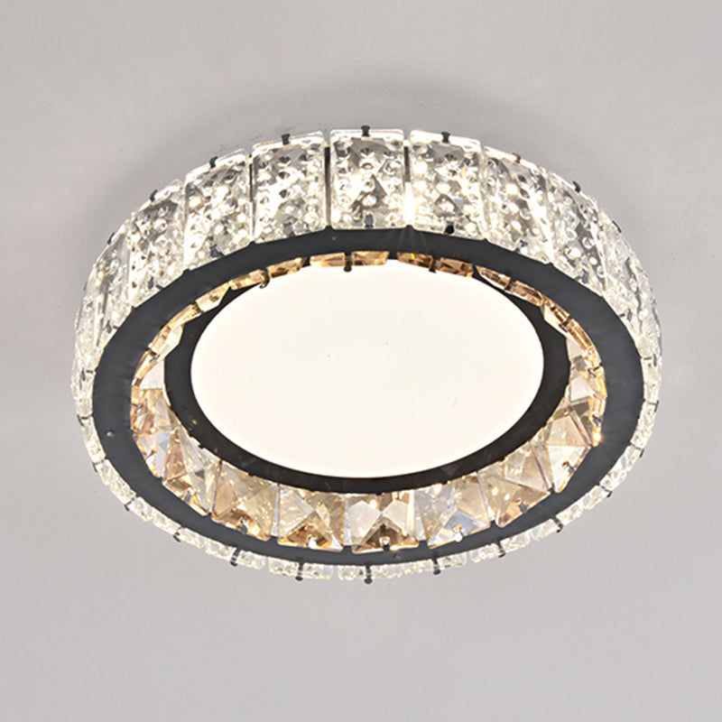 Modern Crystal LED Flush Mount Ceiling Light in Stainless-Steel for Corridors