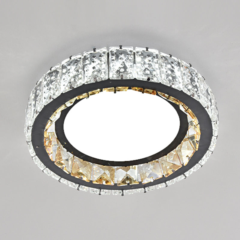 Modern Crystal LED Flush Mount Ceiling Light in Stainless-Steel for Corridors