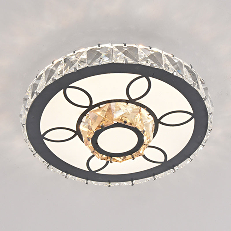 Modern Crystal LED Flush Mount Ceiling Light in Stainless-Steel for Corridors