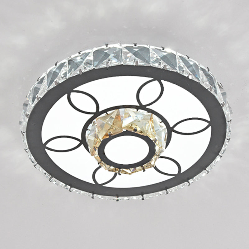 Modern Crystal LED Flush Mount Ceiling Light in Stainless-Steel for Corridors