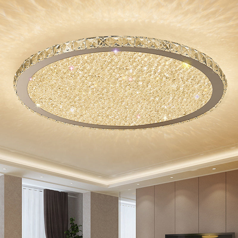 Clear Crystal LED Ceiling Light with Stainless-Steel Artistic Design