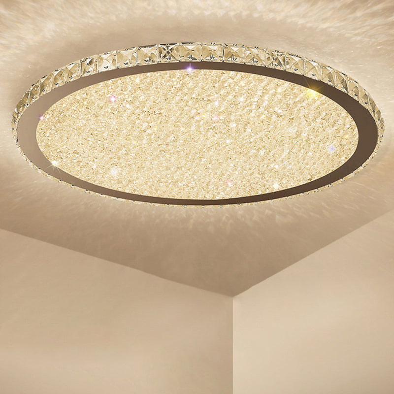 Clear Crystal LED Ceiling Light with Stainless-Steel Artistic Design
