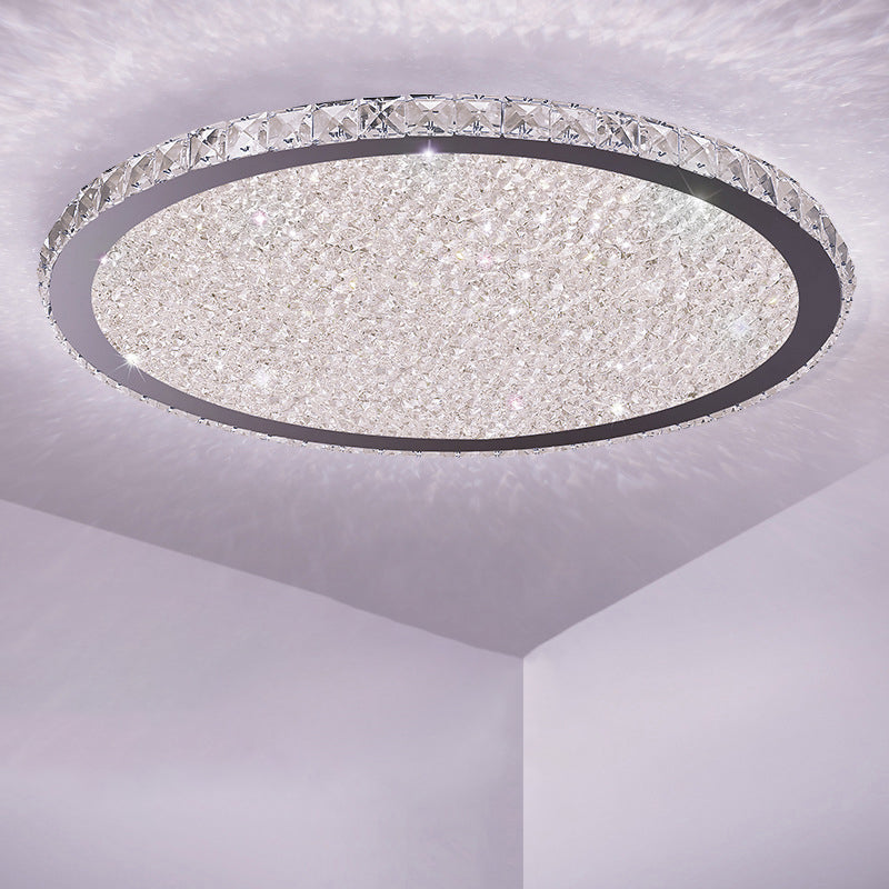 Clear Crystal LED Ceiling Light with Stainless-Steel Artistic Design