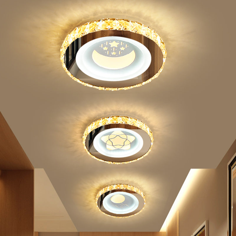 Plafonnier LED moderne en cristal et acier inoxydable - Forme circulaire