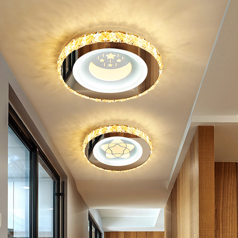 Plafonnier LED moderne en cristal et acier inoxydable - Forme circulaire