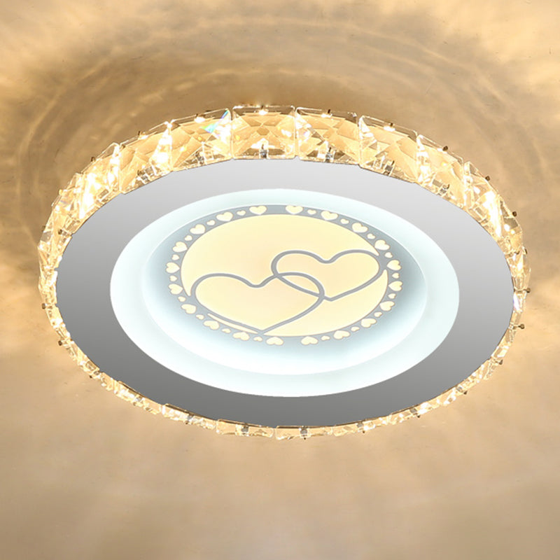 Plafonnier LED moderne en cristal et acier inoxydable - Forme circulaire