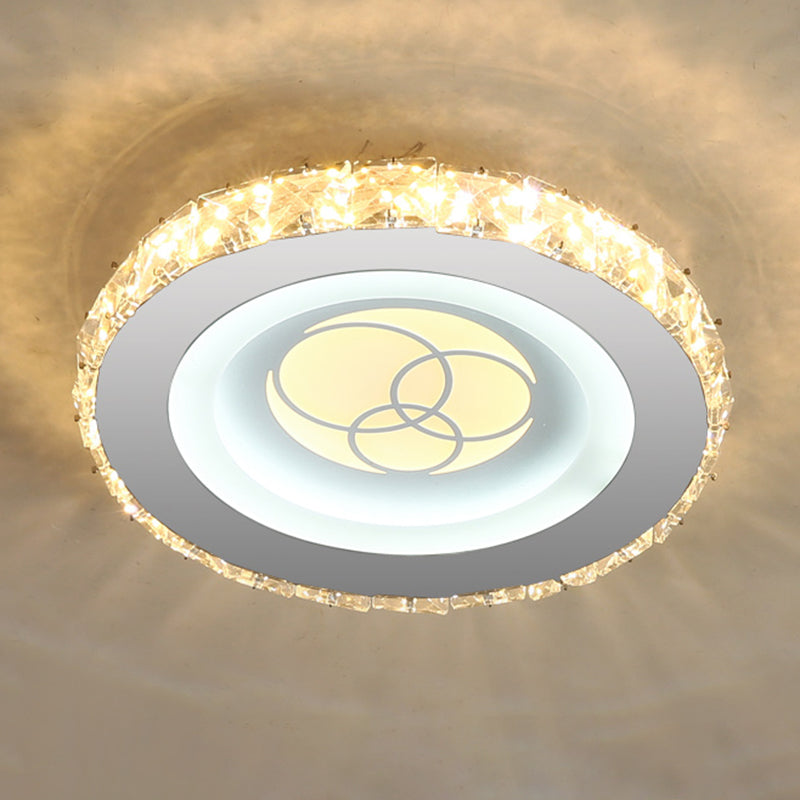 Plafonnier LED moderne en cristal et acier inoxydable - Forme circulaire