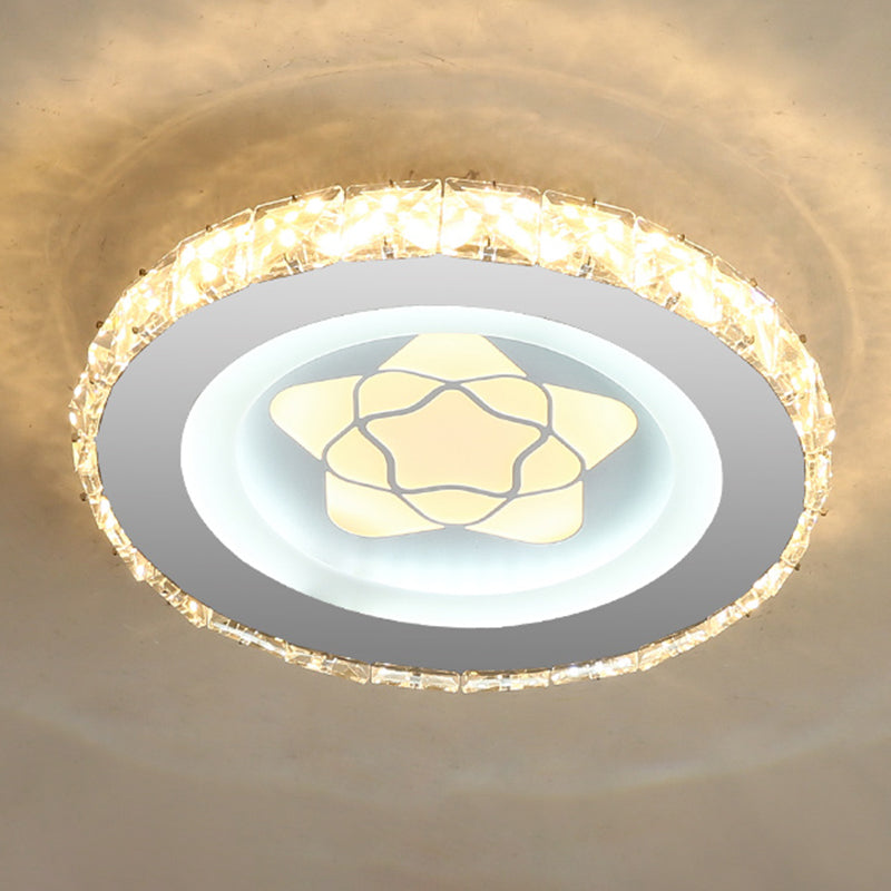 Plafonnier LED moderne en cristal et acier inoxydable - Forme circulaire