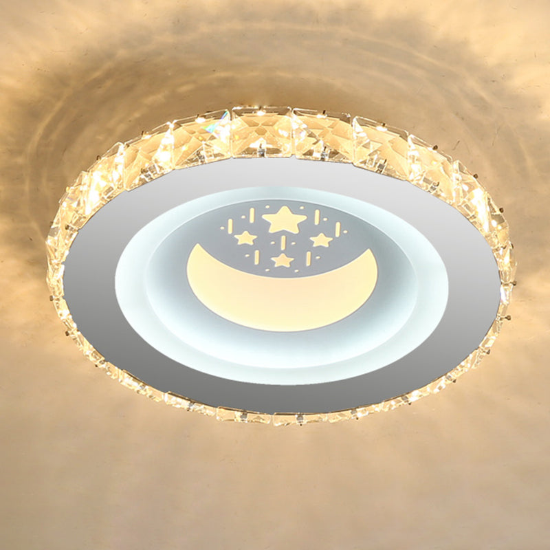 Plafonnier LED moderne en cristal et acier inoxydable - Forme circulaire