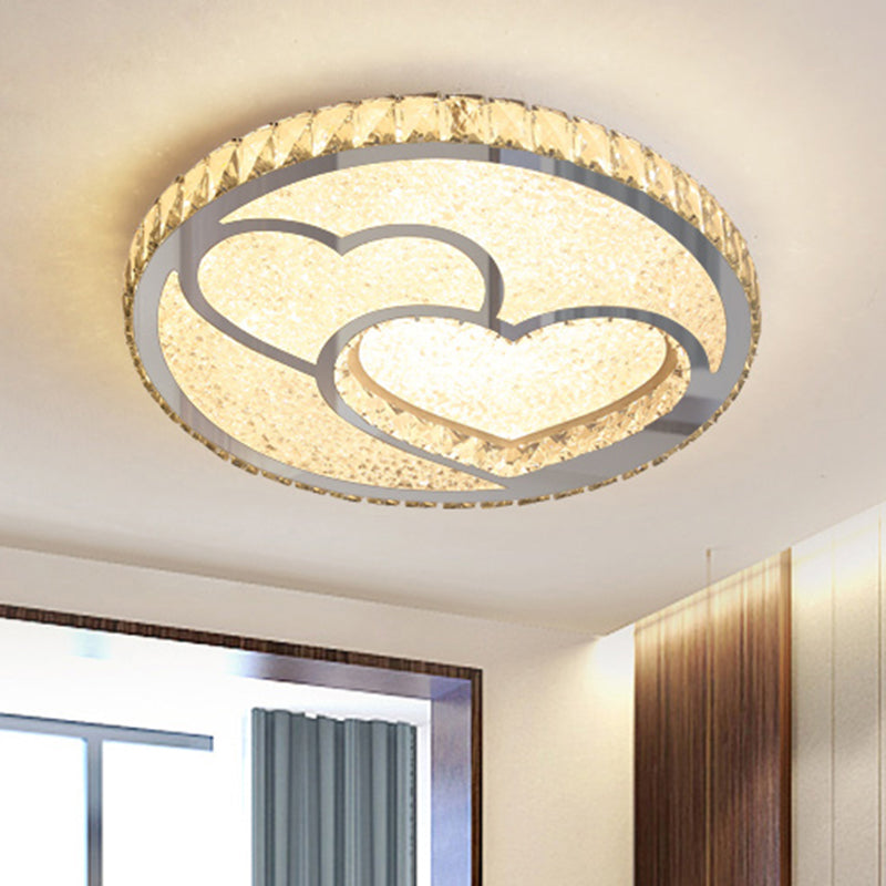 Contemporary Crystal LED Bedroom Ceiling Light in Stainless-Steel Flush Mount