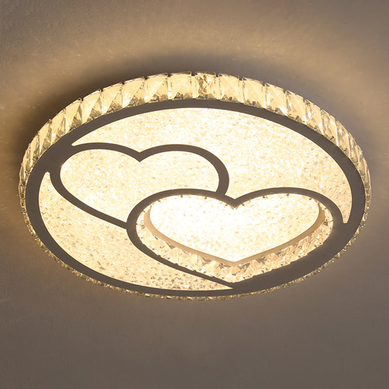 Contemporary Crystal LED Bedroom Ceiling Light in Stainless-Steel Flush Mount
