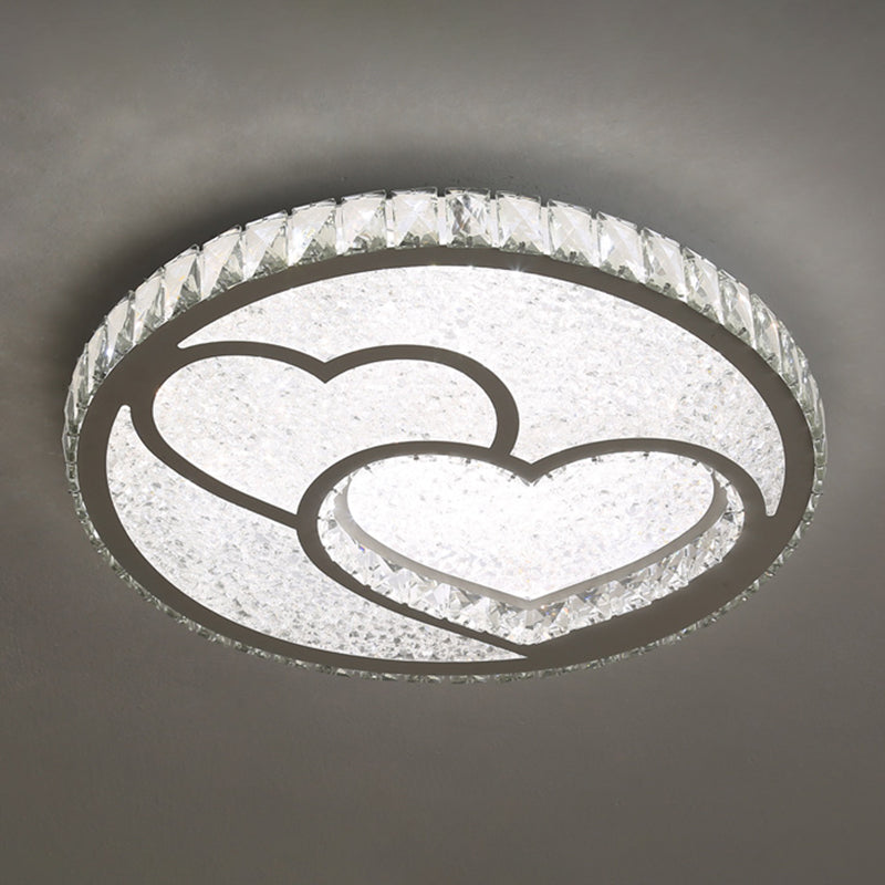 Contemporary Crystal LED Bedroom Ceiling Light in Stainless-Steel Flush Mount