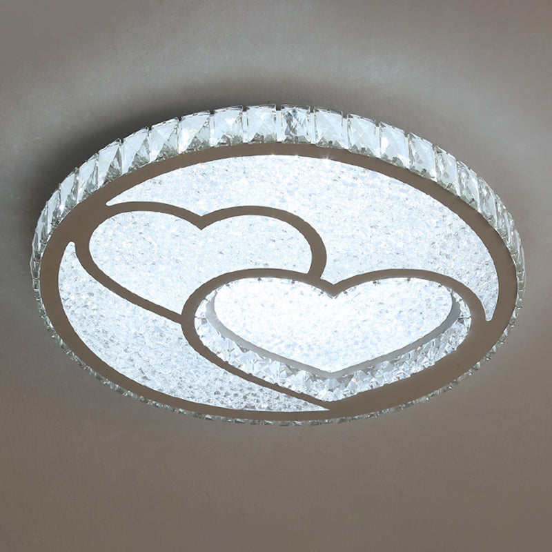 Contemporary Crystal LED Bedroom Ceiling Light in Stainless-Steel Flush Mount