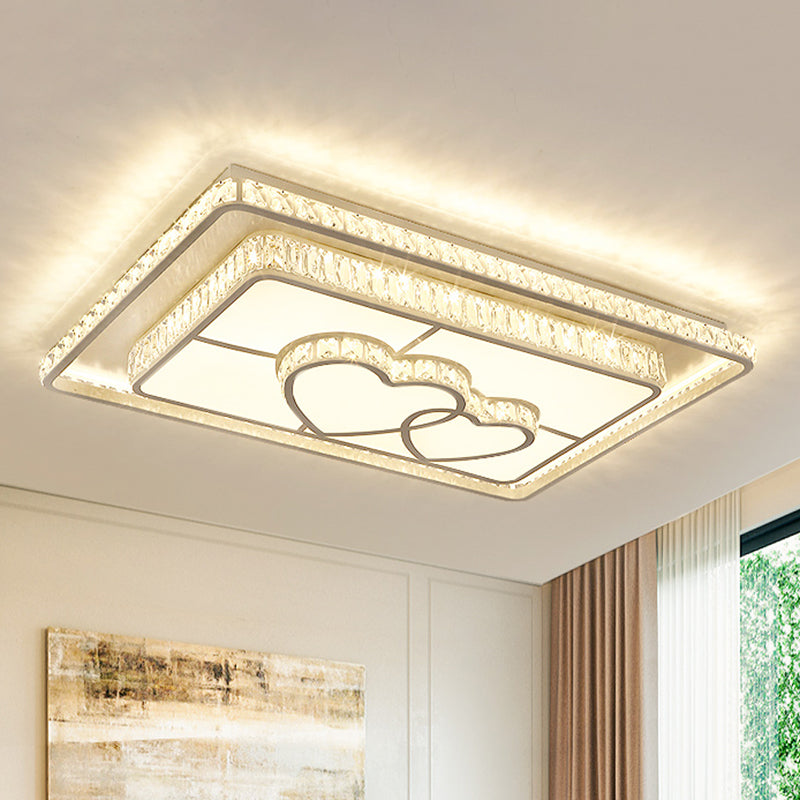 Simplicity Geometric LED Ceiling Light with Crystal Accents in Stainless Steel for Bedrooms