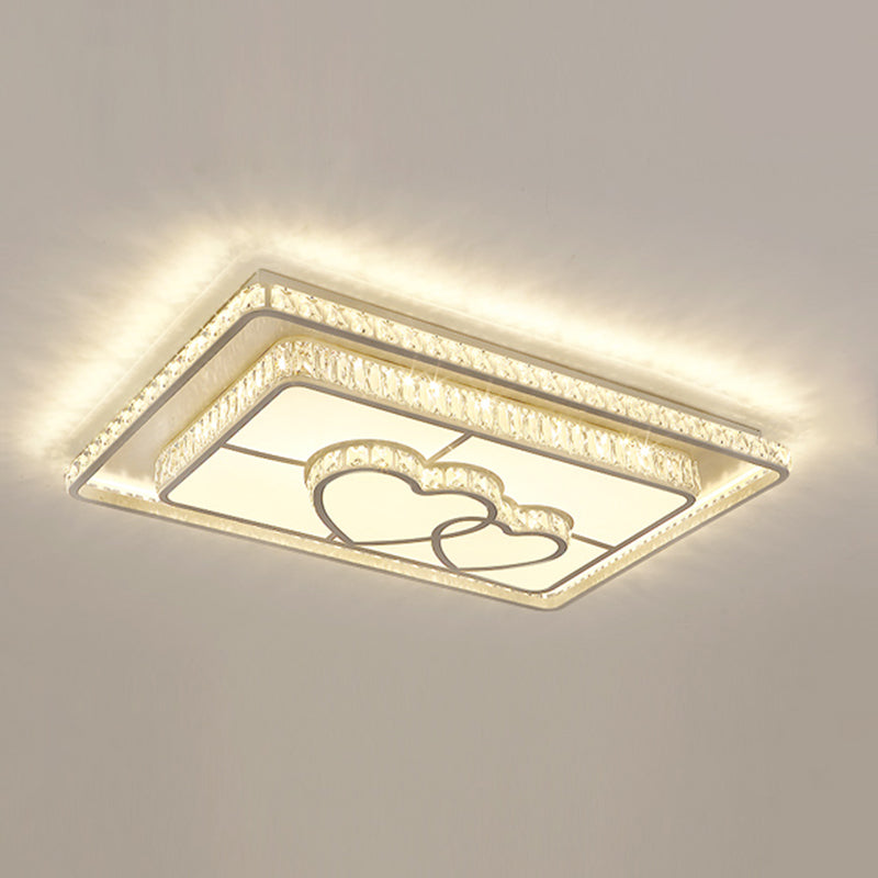 Simplicity Geometric LED Ceiling Light with Crystal Accents in Stainless Steel for Bedrooms