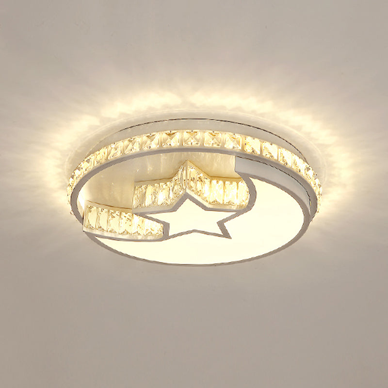 Simplicity Geometric LED Ceiling Light with Crystal Accents in Stainless Steel for Bedrooms