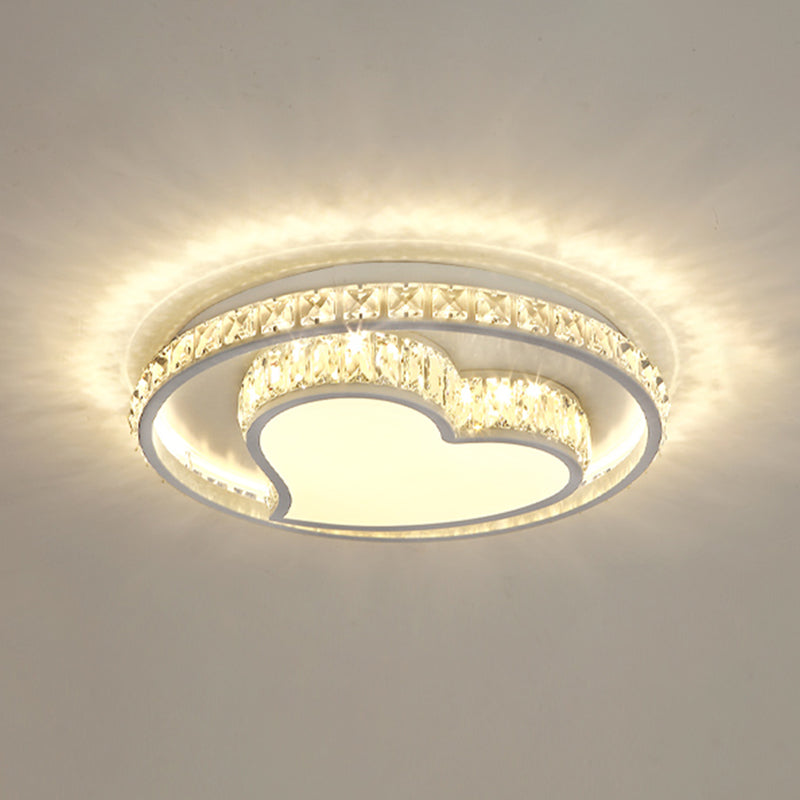Simplicity Geometric LED Ceiling Light with Crystal Accents in Stainless Steel for Bedrooms