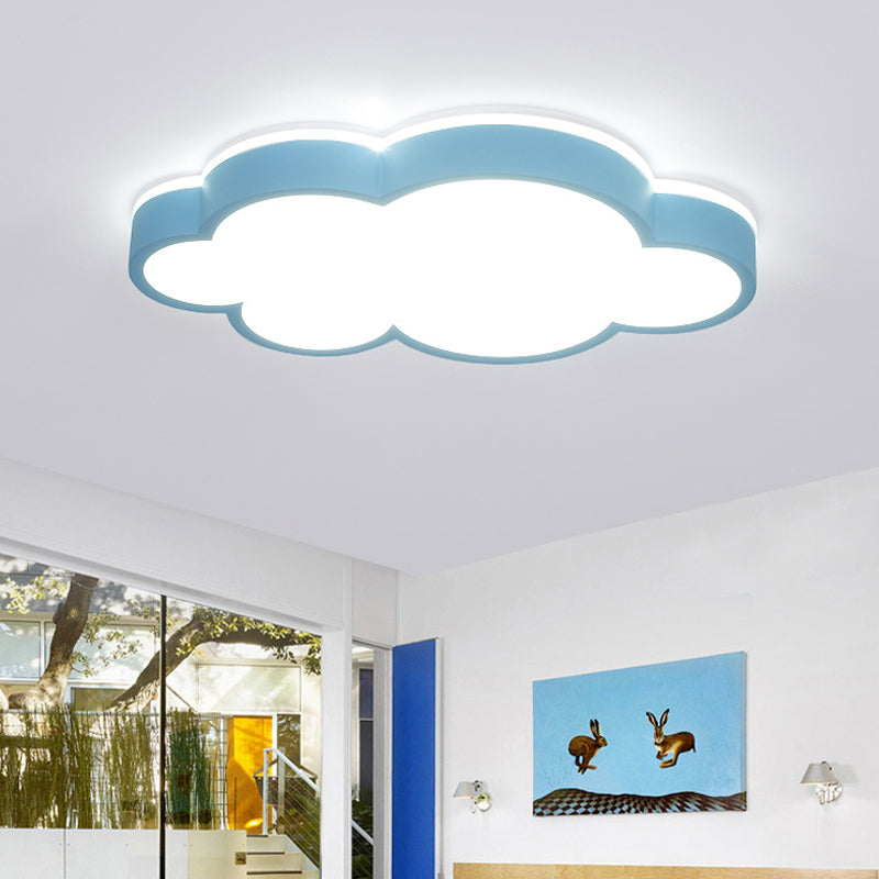 Cartoon Style LED Pendant Light for Bedroom Ceiling - Yellow/White Cloud Shade, Acrylic and Metal