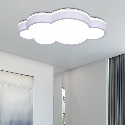 Cartoon Style LED Pendant Light for Bedroom Ceiling - Yellow/White Cloud Shade, Acrylic and Metal
