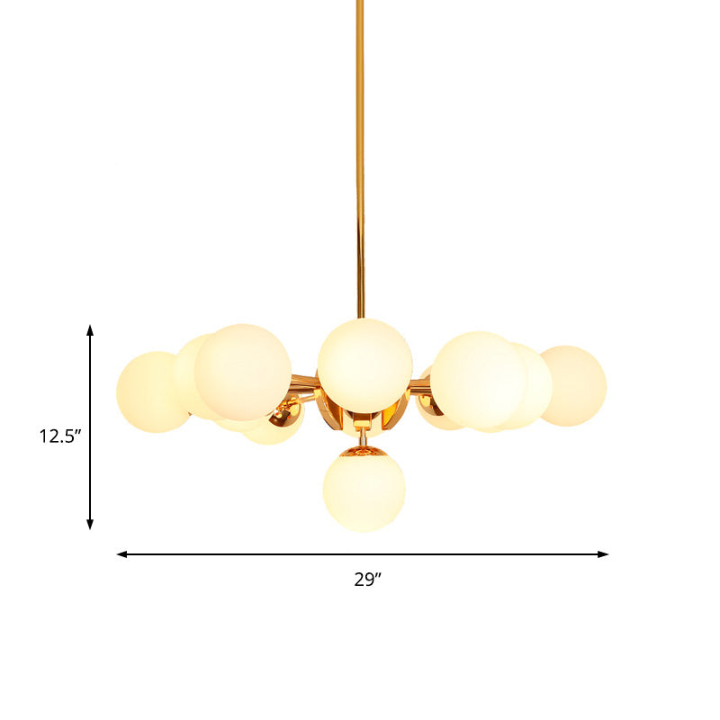 Vintage Milk Glass Chandelier Pendant Light With 7/13 Hanging Lights - Gold Finish