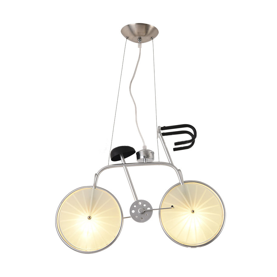 Childrens Bicycle Chandelier - Blue/White 2/3-Light Pendant Lamp For Dining Room Metallic & Acrylic