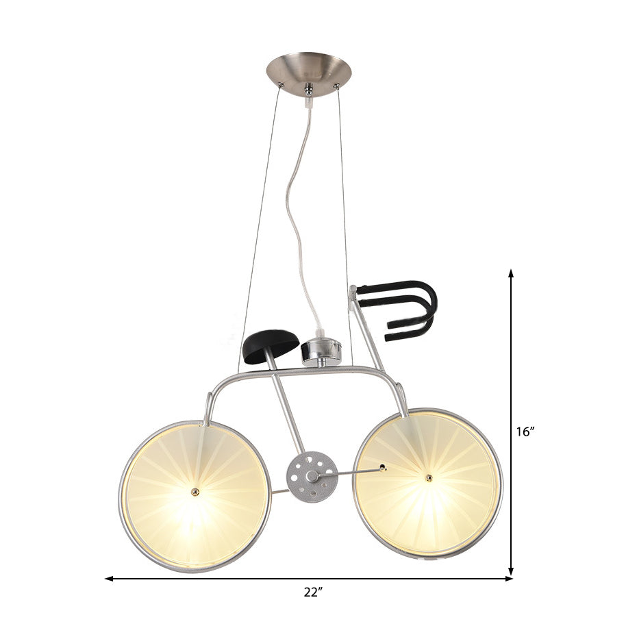 Childrens Bicycle Chandelier - Blue/White 2/3-Light Pendant Lamp For Dining Room Metallic & Acrylic