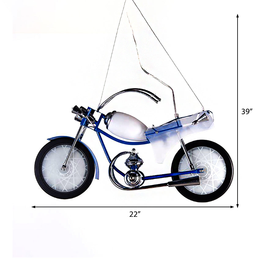 Childrens Bicycle Chandelier - Blue/White 2/3-Light Pendant Lamp For Dining Room Metallic & Acrylic