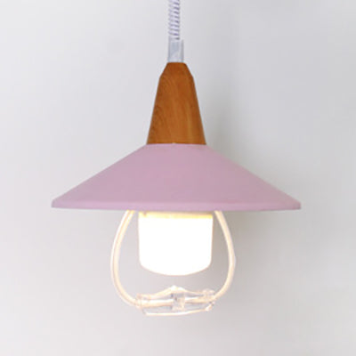 Stylish Black/Blue Conic Shade Hanging Lamp: Macaron-inspired Metal Pendant Light for Dining Table (1 Head)