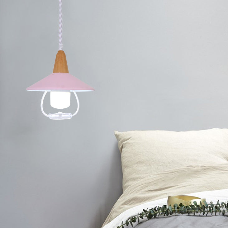 Stylish Black/Blue Conic Shade Hanging Lamp: Macaron-inspired Metal Pendant Light for Dining Table (1 Head)