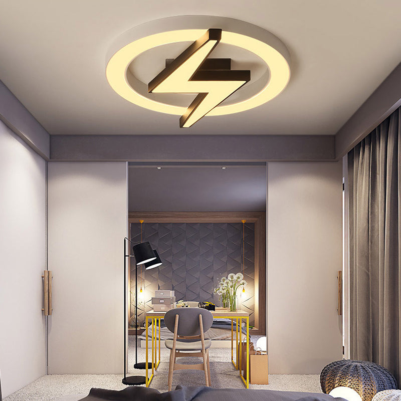 Kid's LED Ceiling Light - White Lightning Ring Design for Boys and Girls Bedrooms